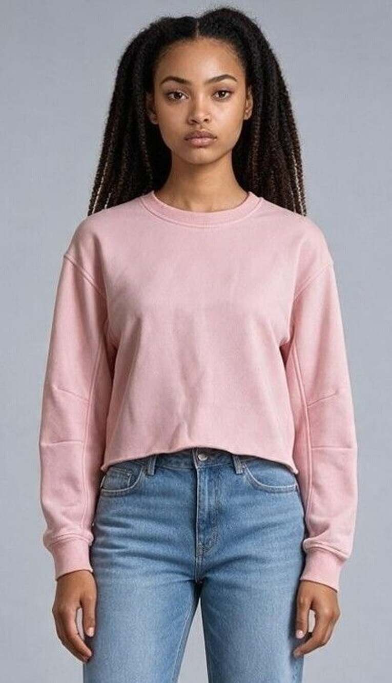 Lija Cropped Sweatshirt Size M Pink Pullover Crewneck